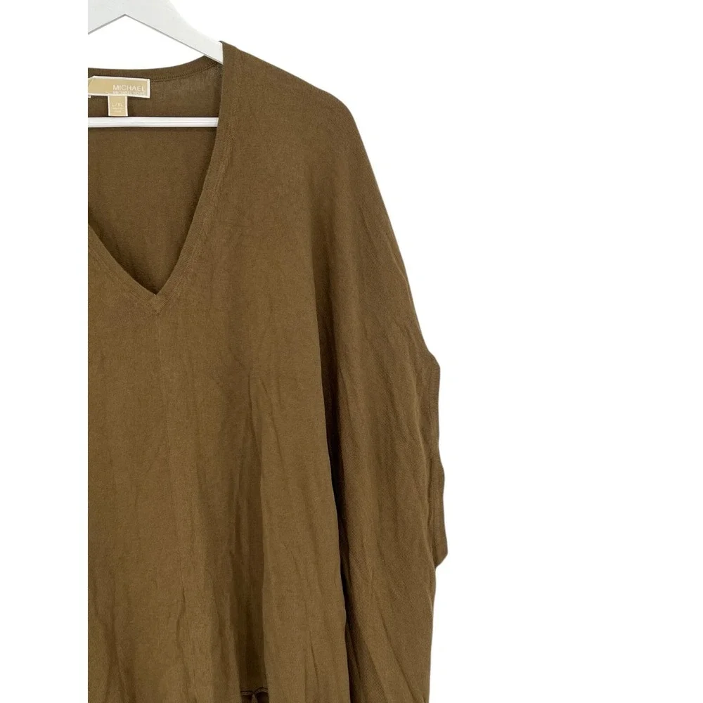 MICHAEL KORS Poncho Sweater V-Neck LARGE/XL Fall Western Lagenlook‎ Fringe